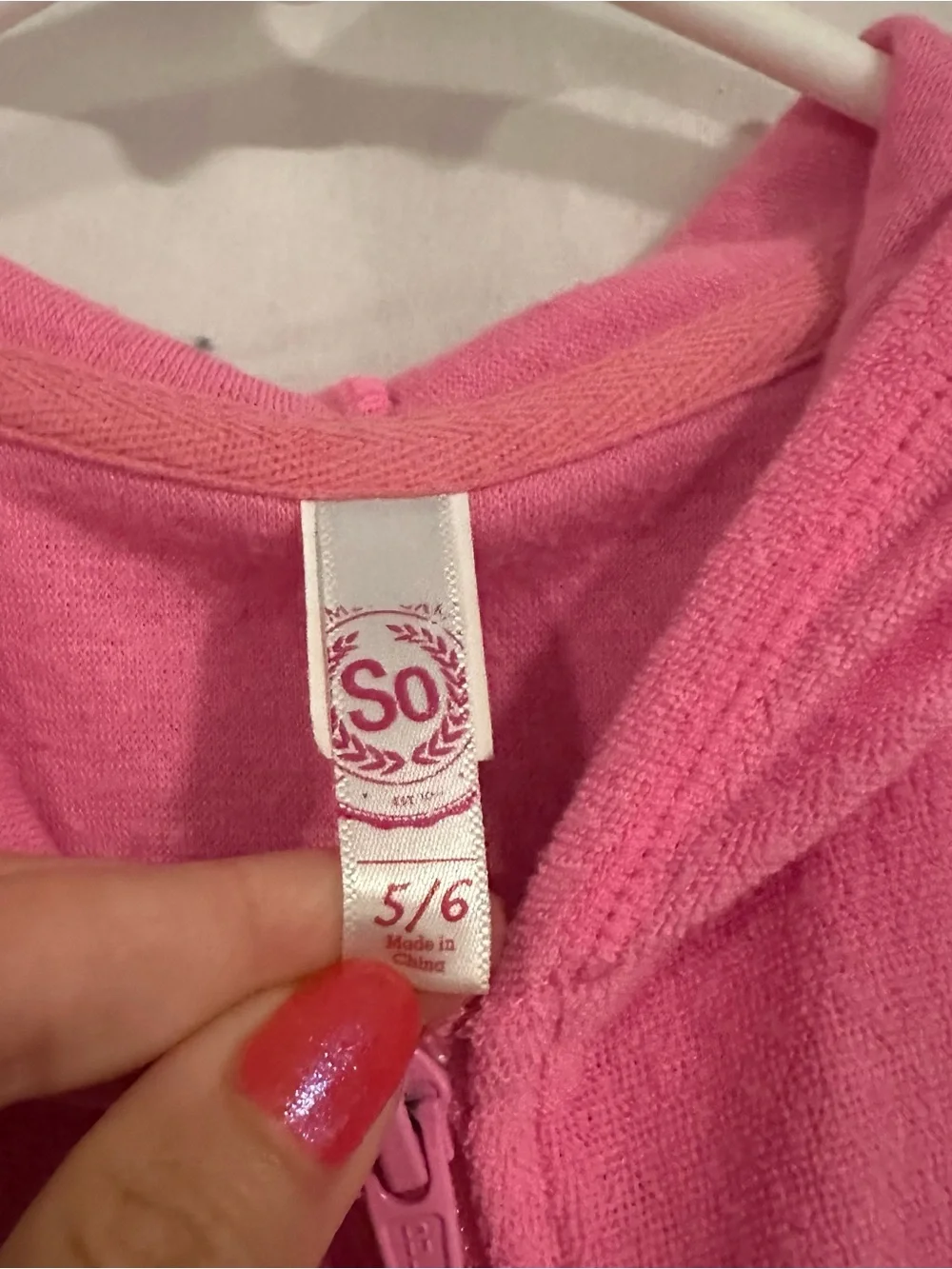 SO Pink Hooded Zip Terry Kids Cover-Up